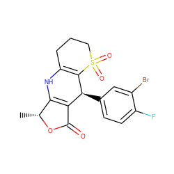 C[C@H]1OC(=O)C2=C1NC1=C([C@H]2c2ccc(F)c(Br)c2)S(=O)(=O)CCC1 ZINC000103303510