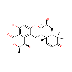 C[C@H]1OC(=O)c2c(O)cc3c(c2[C@H]1O)C[C@H]1[C@@]2(C)C=CC(=O)C(C)(C)[C@@H]2C[C@H](O)[C@]1(C)O3 ZINC000473130124