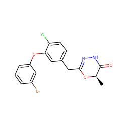 C[C@H]1OC(Cc2ccc(Cl)c(Oc3cccc(Br)c3)c2)=NNC1=O ZINC000040395206