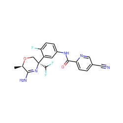 C[C@H]1OC[C@](c2cc(NC(=O)c3ccc(C#N)cn3)ccc2F)(C(F)F)N=C1N ZINC000113658648