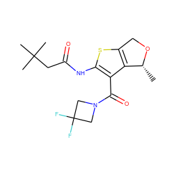 C[C@H]1OCc2sc(NC(=O)CC(C)(C)C)c(C(=O)N3CC(F)(F)C3)c21 ZINC000095562516