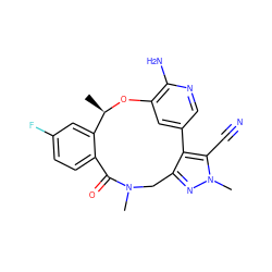 C[C@H]1Oc2cc(cnc2N)-c2c(nn(C)c2C#N)CN(C)C(=O)c2ccc(F)cc21 ZINC000098208524