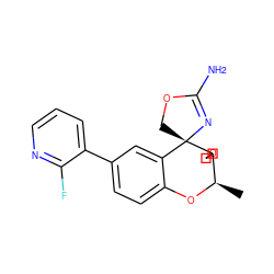 C[C@H]1Oc2ccc(-c3cccnc3F)cc2[C@@]2(COC(N)=N2)C12COC2 ZINC000220715205