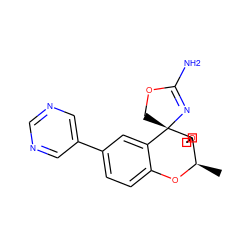 C[C@H]1Oc2ccc(-c3cncnc3)cc2[C@@]2(COC(N)=N2)C12COC2 ZINC000149271420