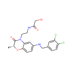 C[C@H]1Oc2ccc(NCc3ccc(Cl)c(Cl)c3)cc2N(CCNC(=O)CO)C1=O ZINC000045286201