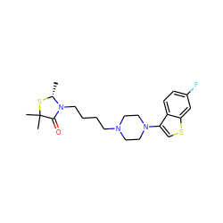 C[C@H]1SC(C)(C)C(=O)N1CCCCN1CCN(c2csc3cc(F)ccc23)CC1 ZINC000001537189