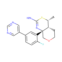 C[C@H]1SC(N)=N[C@@]2(c3cc(-c4cncnc4)ccc3F)COCC[C@@H]12 ZINC000169711640