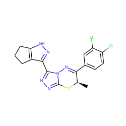 C[C@H]1Sc2nnc(-c3n[nH]c4c3CCC4)n2N=C1c1ccc(Cl)c(Cl)c1 ZINC000653819599