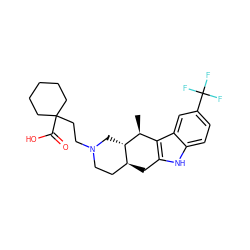 C[C@H]1c2c([nH]c3ccc(C(F)(F)F)cc23)C[C@H]2CCN(CCC3(C(=O)O)CCCCC3)C[C@@H]21 ZINC000034074273