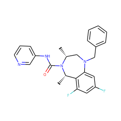 C[C@H]1c2c(F)cc(F)cc2N(Cc2ccccc2)C[C@@H](C)N1C(=O)Nc1cccnc1 ZINC001772587448