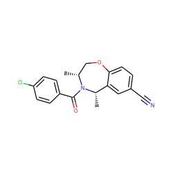 C[C@H]1c2cc(C#N)ccc2OC[C@@H](C)N1C(=O)c1ccc(Cl)cc1 ZINC000073196485