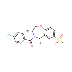 C[C@H]1c2cc(S(C)(=O)=O)ccc2OC[C@@H](C)N1C(=O)c1ccc(Cl)cc1 ZINC000073168045