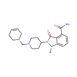 C[C@H]1c2cccc(C(N)=O)c2C(=O)N1C1CCN(C[C@H]2CC=CCC2)CC1 ZINC000117377006