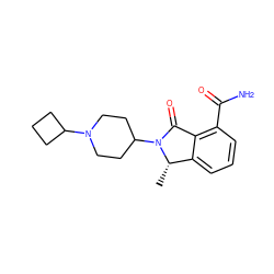 C[C@H]1c2cccc(C(N)=O)c2C(=O)N1C1CCN(C2CCC2)CC1 ZINC000117379177