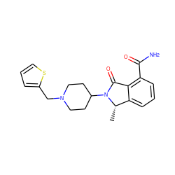 C[C@H]1c2cccc(C(N)=O)c2C(=O)N1C1CCN(Cc2cccs2)CC1 ZINC000117392229