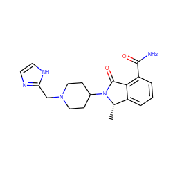 C[C@H]1c2cccc(C(N)=O)c2C(=O)N1C1CCN(Cc2ncc[nH]2)CC1 ZINC000117400047