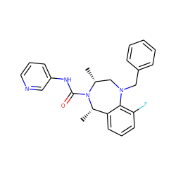 C[C@H]1c2cccc(F)c2N(Cc2ccccc2)C[C@@H](C)N1C(=O)Nc1cccnc1 ZINC001772616571