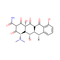 C[C@H]1c2cccc(O)c2C(=O)C2C(=O)[C@]3(O)C(=O)C(C(N)=O)C(=O)[C@@H](N(C)C)[C@@H]3[C@@H](O)[C@@H]21 ZINC000004019706