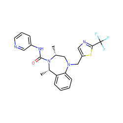 C[C@H]1c2ccccc2N(Cc2cnc(C(F)(F)F)s2)C[C@@H](C)N1C(=O)Nc1cccnc1 ZINC001772644878