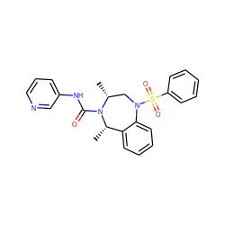 C[C@H]1c2ccccc2N(S(=O)(=O)c2ccccc2)C[C@@H](C)N1C(=O)Nc1cccnc1 ZINC001772631154