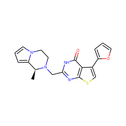 C[C@H]1c2cccn2CCN1Cc1nc2scc(-c3ccco3)c2c(=O)[nH]1 ZINC000022089383