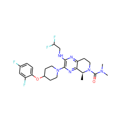 C[C@H]1c2nc(N3CCC(Oc4ccc(F)cc4F)CC3)c(NCC(F)F)nc2CCN1C(=O)N(C)C ZINC001772607234