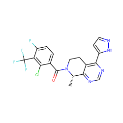 C[C@H]1c2ncnc(-c3ccn[nH]3)c2CCN1C(=O)c1ccc(F)c(C(F)(F)F)c1Cl ZINC000225937730