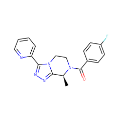 C[C@H]1c2nnc(-c3ccccn3)n2CCN1C(=O)c1ccc(F)cc1 ZINC000166228397