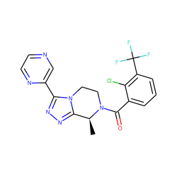 C[C@H]1c2nnc(-c3cnccn3)n2CCN1C(=O)c1cccc(C(F)(F)F)c1Cl ZINC000473106896