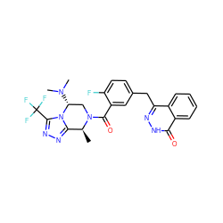 C[C@H]1c2nnc(C(F)(F)F)n2[C@H](N(C)C)CN1C(=O)c1cc(Cc2n[nH]c(=O)c3ccccc23)ccc1F ZINC001772578200