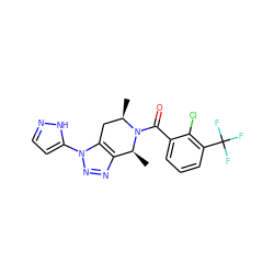 C[C@H]1c2nnn(-c3ccn[nH]3)c2C[C@@H](C)N1C(=O)c1cccc(C(F)(F)F)c1Cl ZINC000225978727