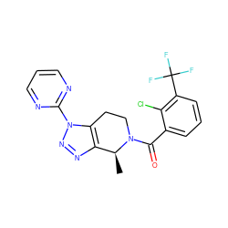 C[C@H]1c2nnn(-c3ncccn3)c2CCN1C(=O)c1cccc(C(F)(F)F)c1Cl ZINC000218426290