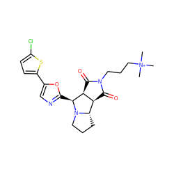 C[N+](C)(C)CCCN1C(=O)[C@H]2[C@@H](C1=O)[C@@H]1CCCN1[C@H]2c1ncc(-c2ccc(Cl)s2)o1 ZINC000095920597