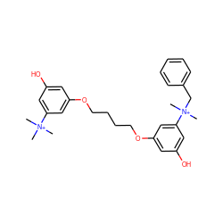 C[N+](C)(C)c1cc(O)cc(OCCCCOc2cc(O)cc([N+](C)(C)Cc3ccccc3)c2)c1 ZINC000040918215