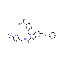 C[N+](C)(C)c1ccc(CNC(=O)c2cc3cc(OCc4ccccc4)ccc3n2Cc2cccc(C(=N)N)c2)cc1 ZINC000003815595