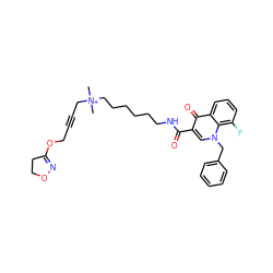 C[N+](C)(CC#CCOC1=NOCC1)CCCCCCNC(=O)c1cn(Cc2ccccc2)c2c(F)cccc2c1=O ZINC000299844769