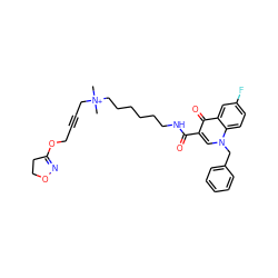 C[N+](C)(CC#CCOC1=NOCC1)CCCCCCNC(=O)c1cn(Cc2ccccc2)c2ccc(F)cc2c1=O ZINC000299844599