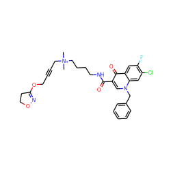 C[N+](C)(CC#CCOC1=NOCC1)CCCCNC(=O)c1cn(Cc2ccccc2)c2cc(Cl)c(F)cc2c1=O ZINC000299844516