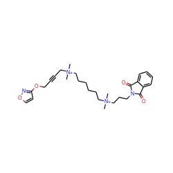 C[N+](C)(CC#CCOc1ccon1)CCCCCC[N+](C)(C)CCCN1C(=O)c2ccccc2C1=O ZINC000013679135