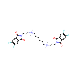 C[N+](C)(CCCCCC[N+](C)(C)CCCN1C(=O)c2cc(F)c(F)cc2C1=O)CCCN1C(=O)c2cc(F)c(F)cc2C1=O ZINC000025988730