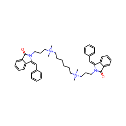 C[N+](C)(CCCCCC[N+](C)(C)CCCN1C(=O)c2ccccc2/C1=C\c1ccccc1)CCCN1C(=O)c2ccccc2/C1=C\c1ccccc1 ZINC000029207200