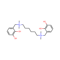 C[N+](C)(CCCCCC[N+](C)(C)Cc1cccc(O)c1O)Cc1cccc(O)c1O ZINC000003633898