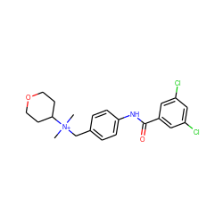 C[N+](C)(Cc1ccc(NC(=O)c2cc(Cl)cc(Cl)c2)cc1)C1CCOCC1 ZINC000034804435