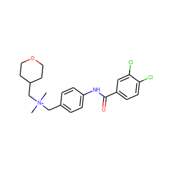 C[N+](C)(Cc1ccc(NC(=O)c2ccc(Cl)c(Cl)c2)cc1)CC1CCOCC1 ZINC000034804459