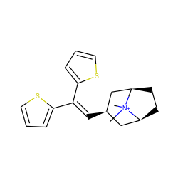 C[N+]1(C)[C@H]2CC[C@@H]1C[C@H](C=C(c1cccs1)c1cccs1)C2 ZINC000103235728