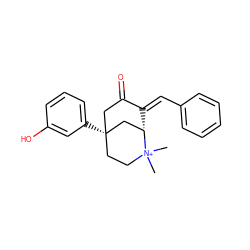 C[N+]1(C)CC[C@@]2(c3cccc(O)c3)CC(=O)/C(=C/c3ccccc3)[C@H]1C2 ZINC000100732367