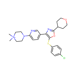 C[N+]1(C)CCN(c2ccc(-c3nc(C4CCOCC4)oc3Sc3ccc(Cl)cc3)cn2)CC1 ZINC000199788143