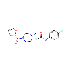 C[N+]1(CC(=O)Nc2ccc(F)cc2)CCN(C(=O)c2ccco2)CC1 ZINC000003192249