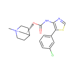 C[N+]12CCC(CC1)[C@@H](OC(=O)Nc1ncsc1-c1cccc(Cl)c1)C2 ZINC000169331624
