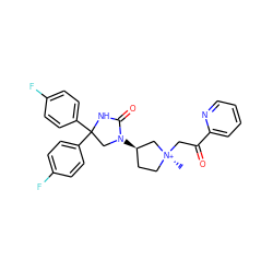 C[N@+]1(CC(=O)c2ccccn2)CC[C@@H](N2CC(c3ccc(F)cc3)(c3ccc(F)cc3)NC2=O)C1 ZINC000261120790